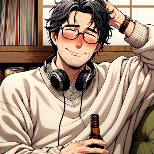 飲み屋で音楽について語るおじさん logo